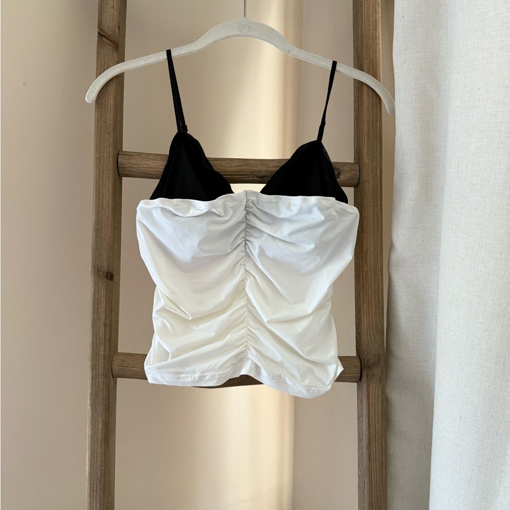 Black and White Ruched Women's Top